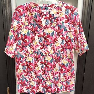 Chico's Multicolor Floral Short Sleeve Tee